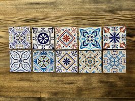 10 Stk. Kleber Aufkleber Kacheln tunesische Fliesen Mandala