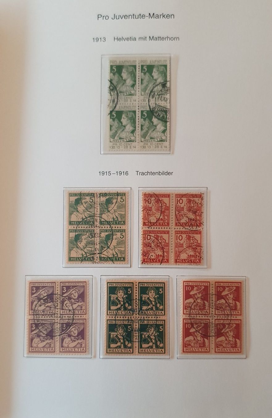 Alle Briefmarken: Pro Juventute 4er Block Sammlung 1913 - 2009 – Gebraucht aus Kreuzlingen von Rschweiz1