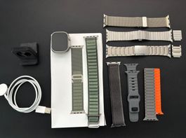 Apple Watch Ultra (battery 96%)  + 7 bands + charging cable