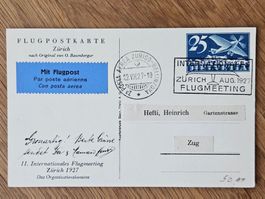 Flugmeeting ZH 1927 (B) für 9.-- (Kat 50.--+)