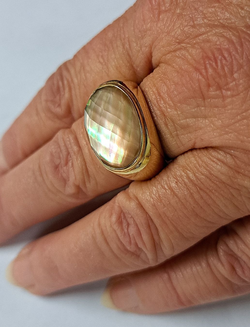 Anelli: Ring Gold mit Bergkristall / Perlmutt Doublette – Usato da Stans venduto da wer_fd5f 2