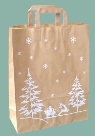 Papier-Tragtaschen 320/120 x 400 mm braun Winterlandschaft