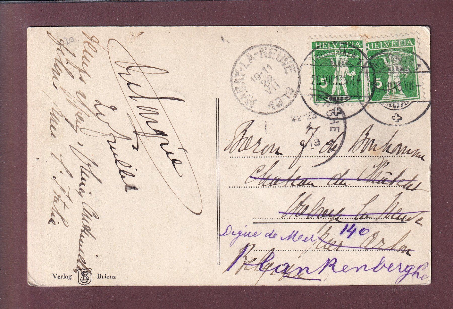 Cartoline postali: HILTERFINGEN - 1913 – Usato da Pully venduto da nicecards 1