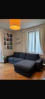 Ecksofa dunkelgrau Stoff guter Zustand