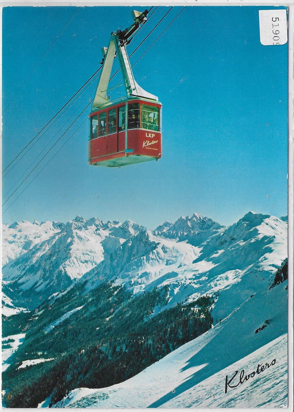 Cartoline postali: Luftseilbahn Klosters-Parsenn im Winter – Usato da Ettingen venduto da Kartenplanet
