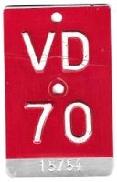 Velonummer 1970 Waadt Vaud VD 70