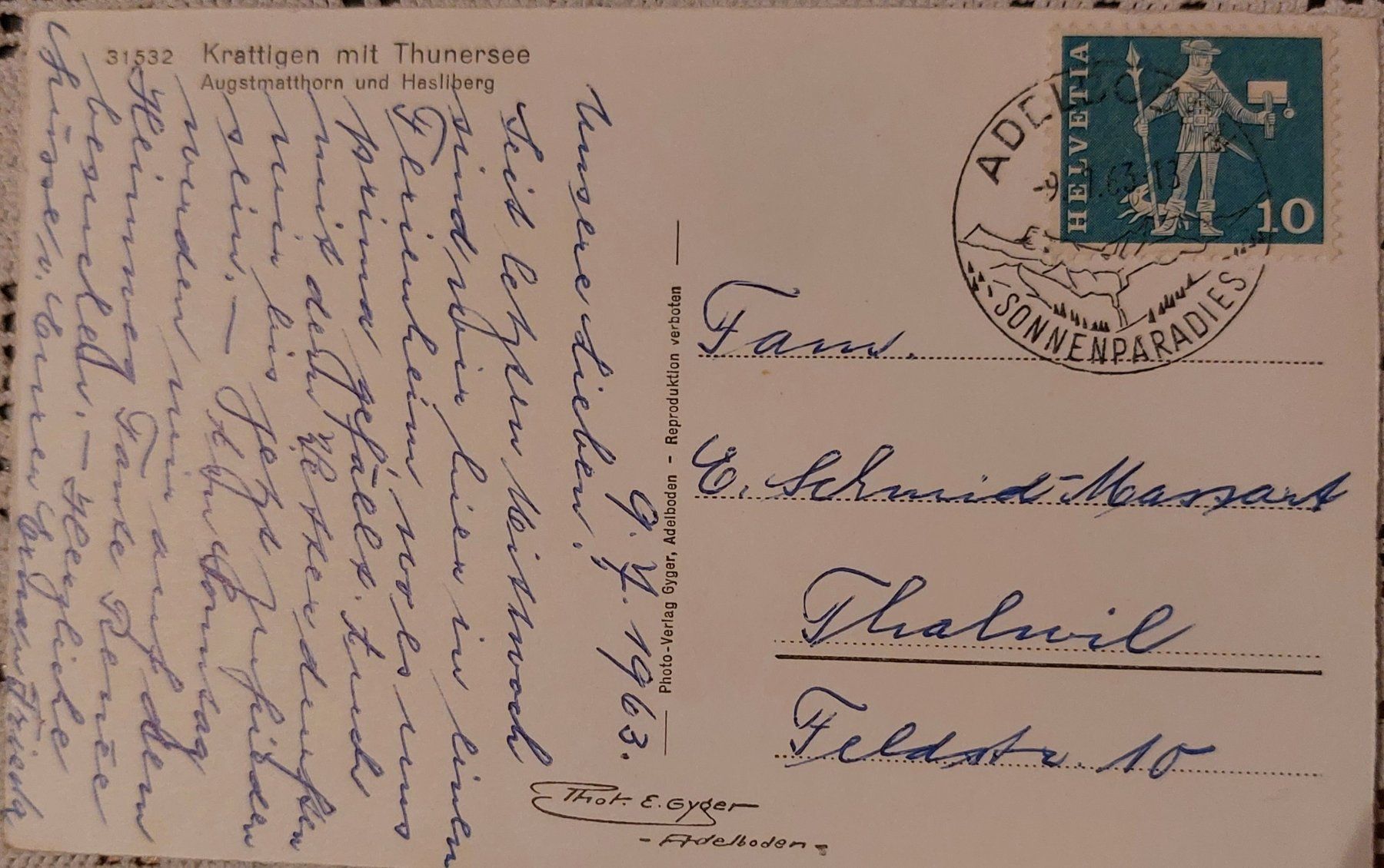 Cartoline postali: AK Krattigen m. Thunersee 1963 – Usato da Opfikon venduto da Carslo5 1