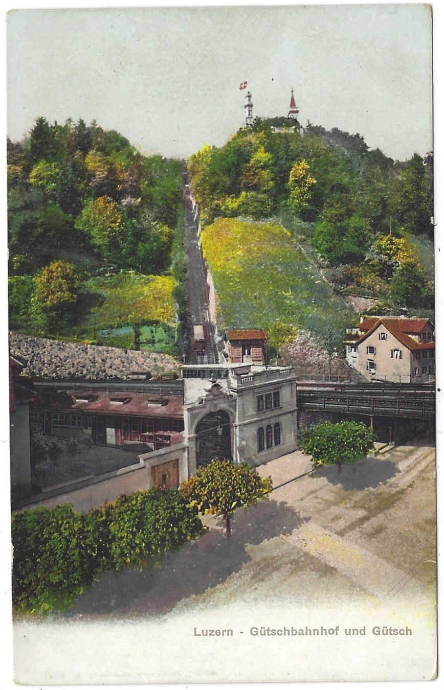 Ansichtskarten: Luzern  -  Gütschbahnhof  und  Gütsch – Gebraucht aus Bütschwil von Jackson1A