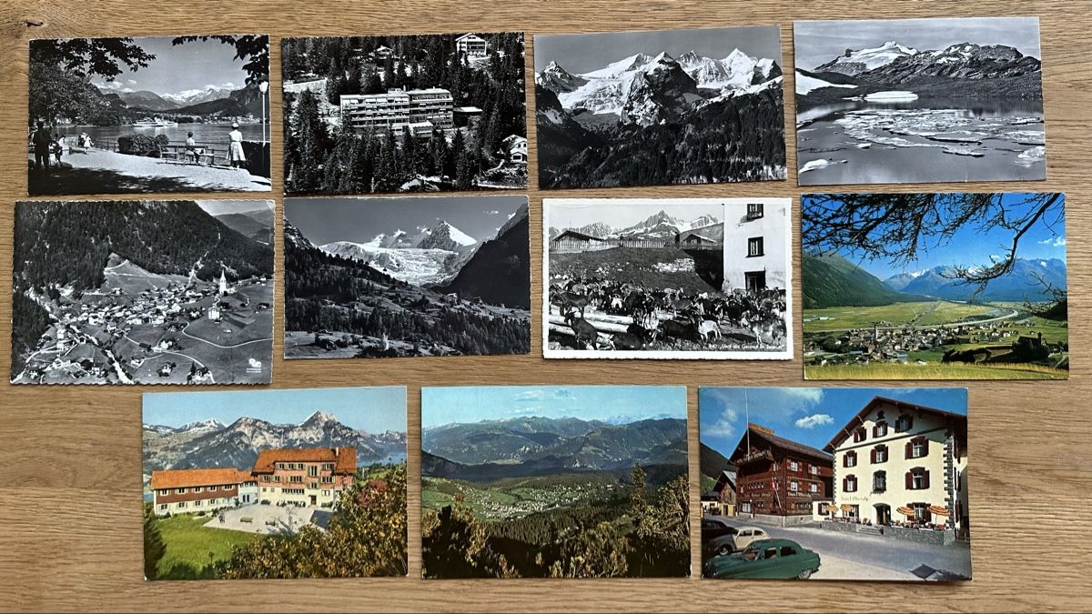 Cartoline postali: Schweiz - 11 schöne Ansichtskarten 1960er Jahren  – Usato da Schmitten / FR venduto da Samsara169