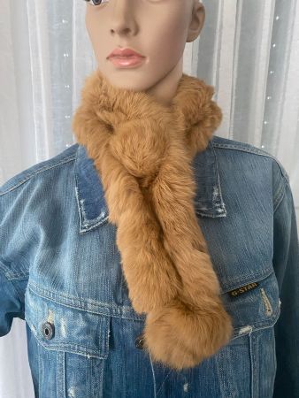 RARITÄT - stilvoller und edler Kanin-Schal, beige, 75cm