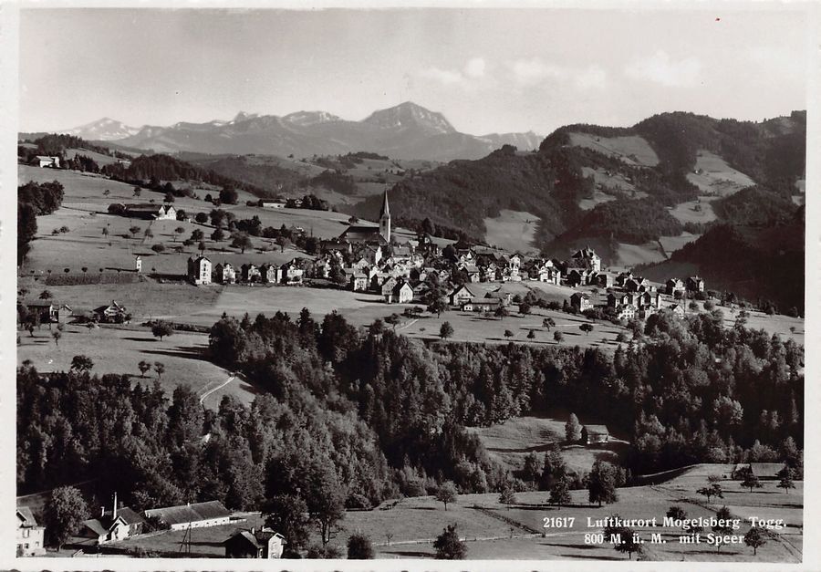 Cartoline postali: Mogelsberg mit Speer, um 1950 – Usato da Frauenfeld venduto da POML