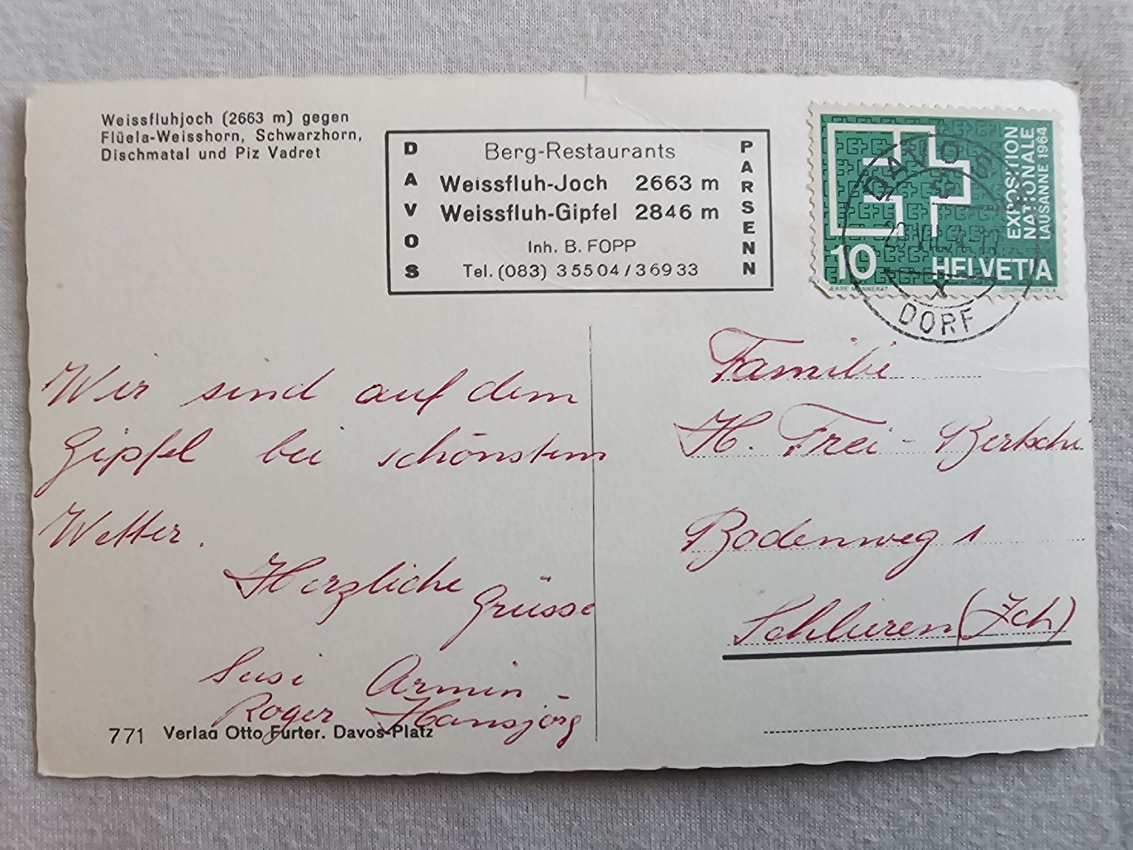 Cartoline postali: Ansichtskarte Davos Weissfluhjoch – Usato da Bütschwil venduto da Taranabo 1