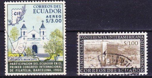 Tutti i francobolli: 2 timbres  Equateur - 1960 - Obl. – Usato da Blonay venduto da Leglaude_01