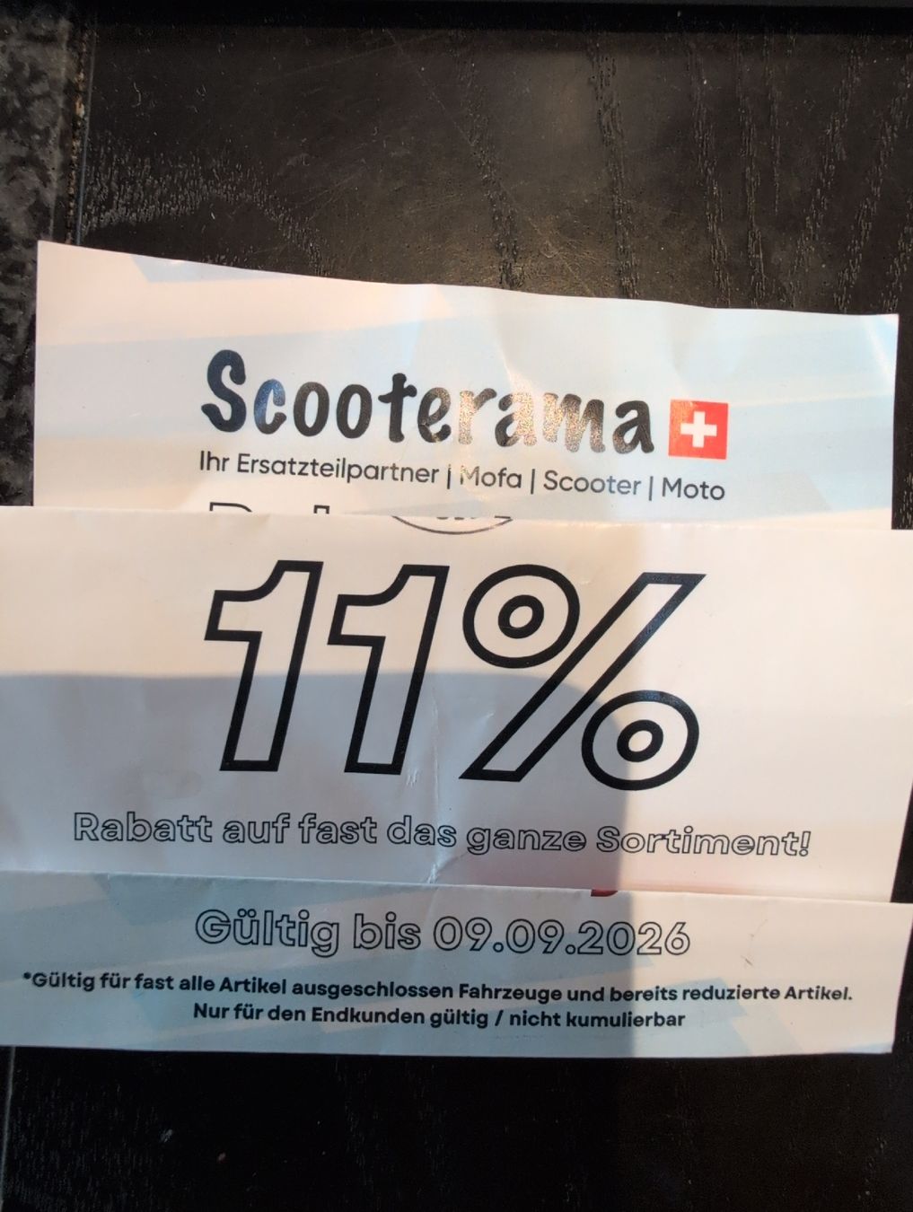 Buoni: scooterama Gutschein 11%  – Nuovo (secondo la descrizione) da Buttwil venduto da glasklar