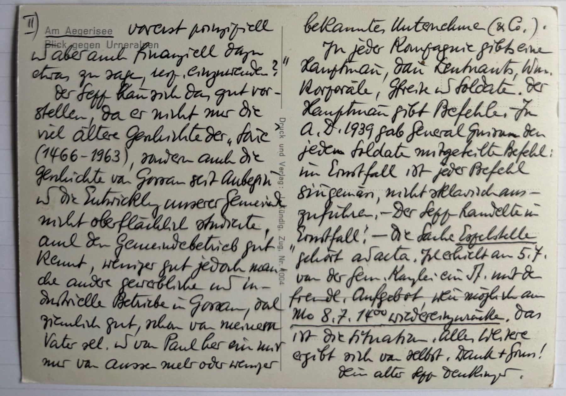 Cartoline postali: Aegerisee  - 1963 – Usato da Lutry venduto da Ediego 1
