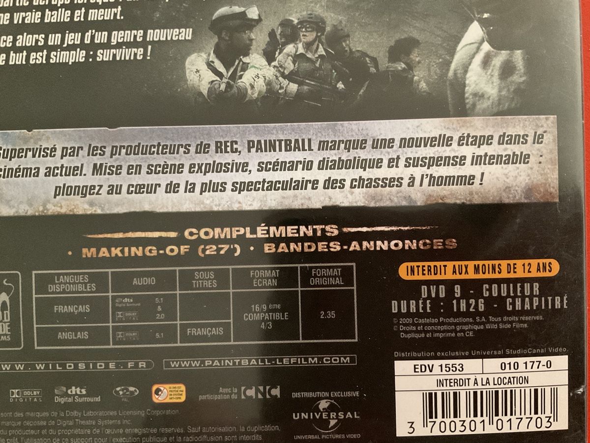 Tutti i DVDs: DVD Paintball jouer pour survivre – Usato da Veyrier venduto da Deniro2 5