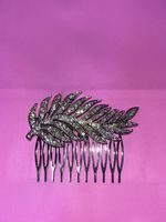 Peigne à cheveux feuille strass argenté neuf