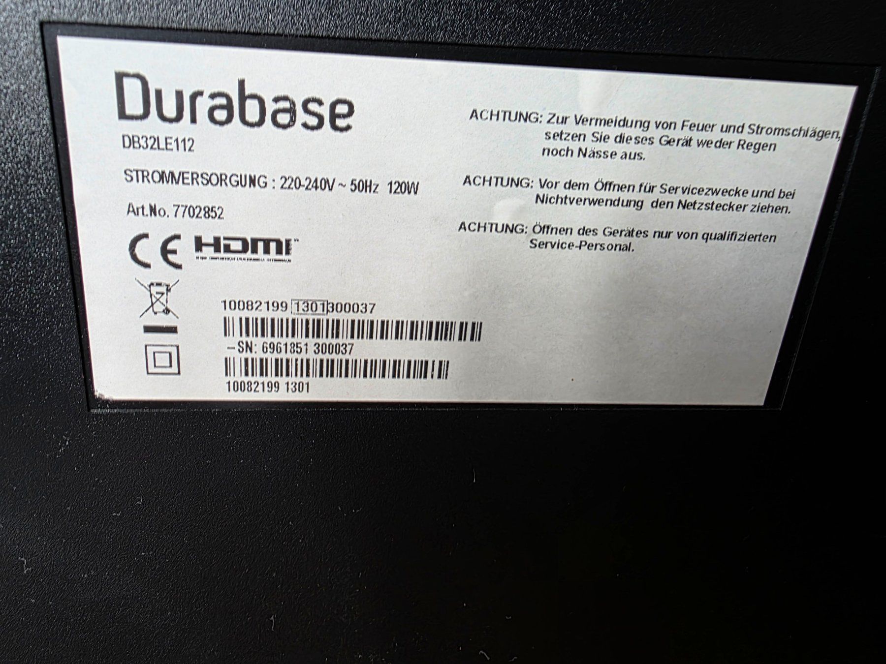 Durabase Televisori: Fernseher Durabase – Usato da Brienzwiler venduto da vegetabelvamp 4