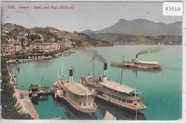 Luzern - Quai und Rigi - Salon-Dampfer - Litho