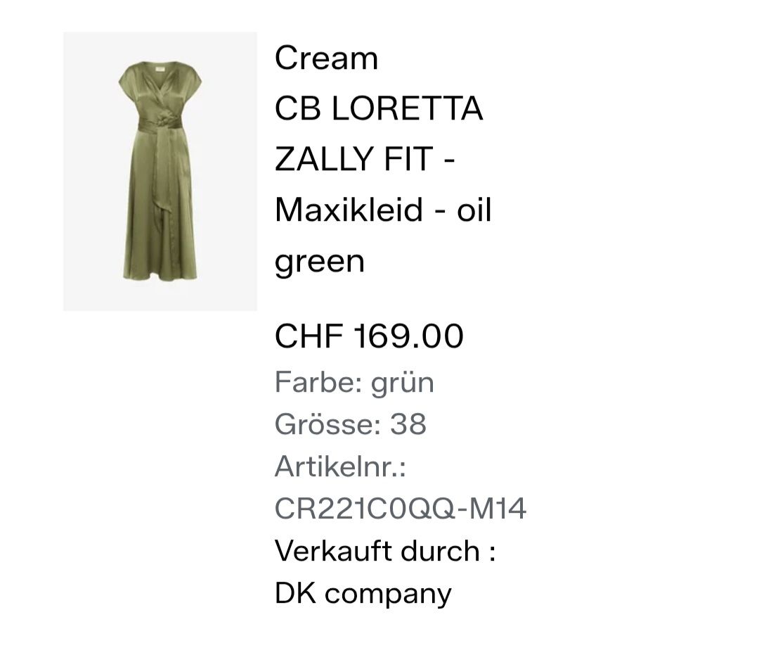 Cream Vestiti: Festkleid in olivegrün, 38/40 – Usato da Olten venduto da anschg 2