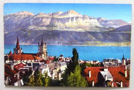 Lausanne - La Cathédrale et les Alpes de Savoie