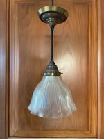 Antike Deckenlampe Messing & Glas