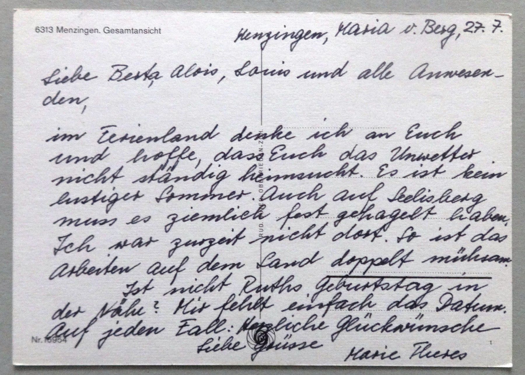 Cartoline postali: Menzingen, Gesamtansicht – Usato da Fétigny venduto da Billy2miny 1