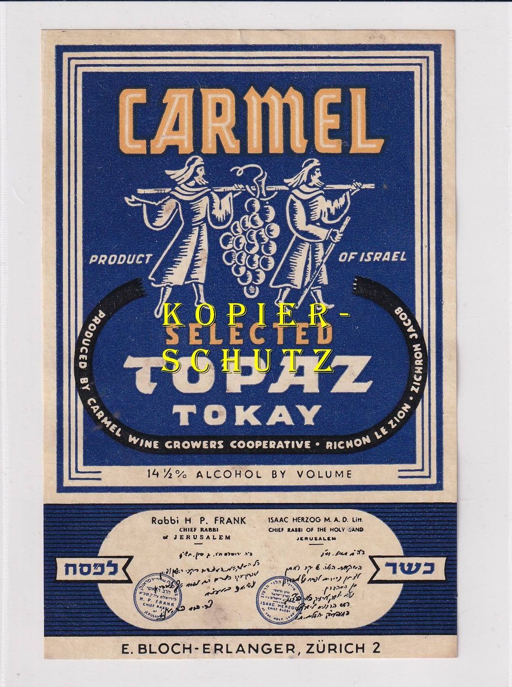 Papier: Etikette - Carmel Selected Tokay /bd – D'occasion à Hombrechtikon par Rudolf07