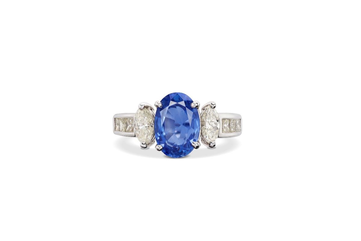 Bagues: Unerhitzter Sri-Lanka Saphir Ring in Platinum – Neuf (Voir description) à Cologny par Chrono_supply