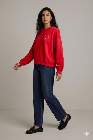Vintage Rotes Jerzees Sweatshirt mit Vinokilo Logo - Größe