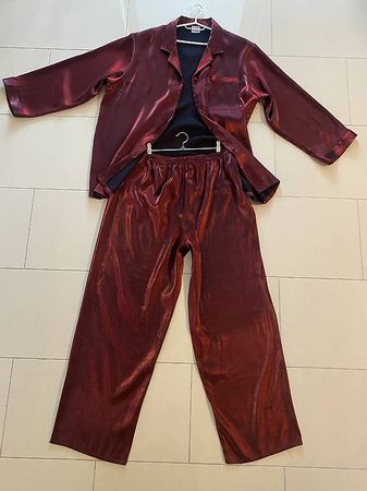 Eleganter Damen-Pyjama in Bordeaux  Gr. 48/50 (XL)