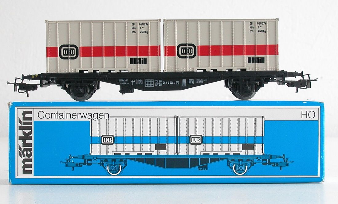 Märklin Modellini di ferrovie: Märklin Containerwagen der DB Spur H0 – Usato da Oberwil BL venduto da Klang 5