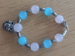 Suesse Armkette mit pastellfarbenen Kugeln, Achat NEU