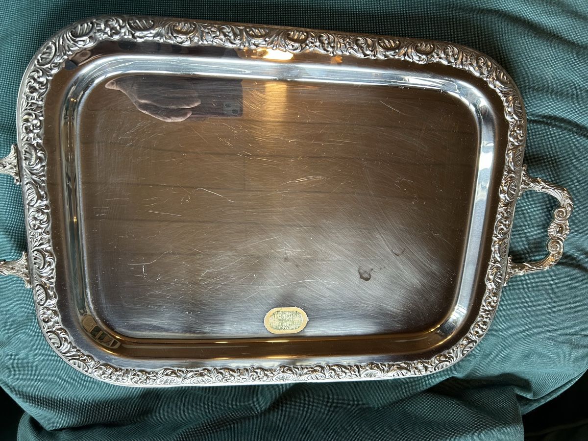 Servierplatten: Vintage Serviertablett, Chromstahl, mit Griffen – Gebraucht aus Merenschwand von Jacqueline99 1