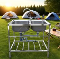 Outdoor Edelstahl Doppelspüle / Camping / Garten / Garage