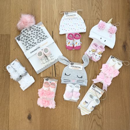 Mützen- und Socken-Sets für Babys, Grösse 0-6 Monate