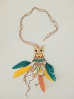 Eulen-Halskette Boho Style 70 cm Defekt