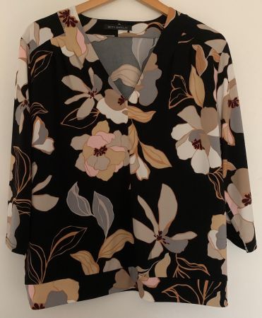 Betty Barcley Bluse edel Gr. 44 Schwarz mit Muster