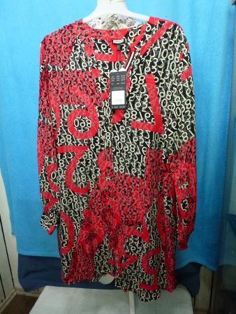 TUNIKA BLUSE GR 44 NEU ETIKETT BUNTES MUSTER LANGARM VISCOSE