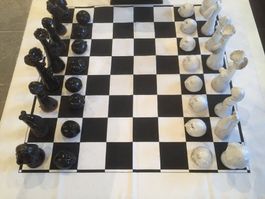 Schachfiguren Figuren Handarbeit Ton gebrannt Deko Sammler