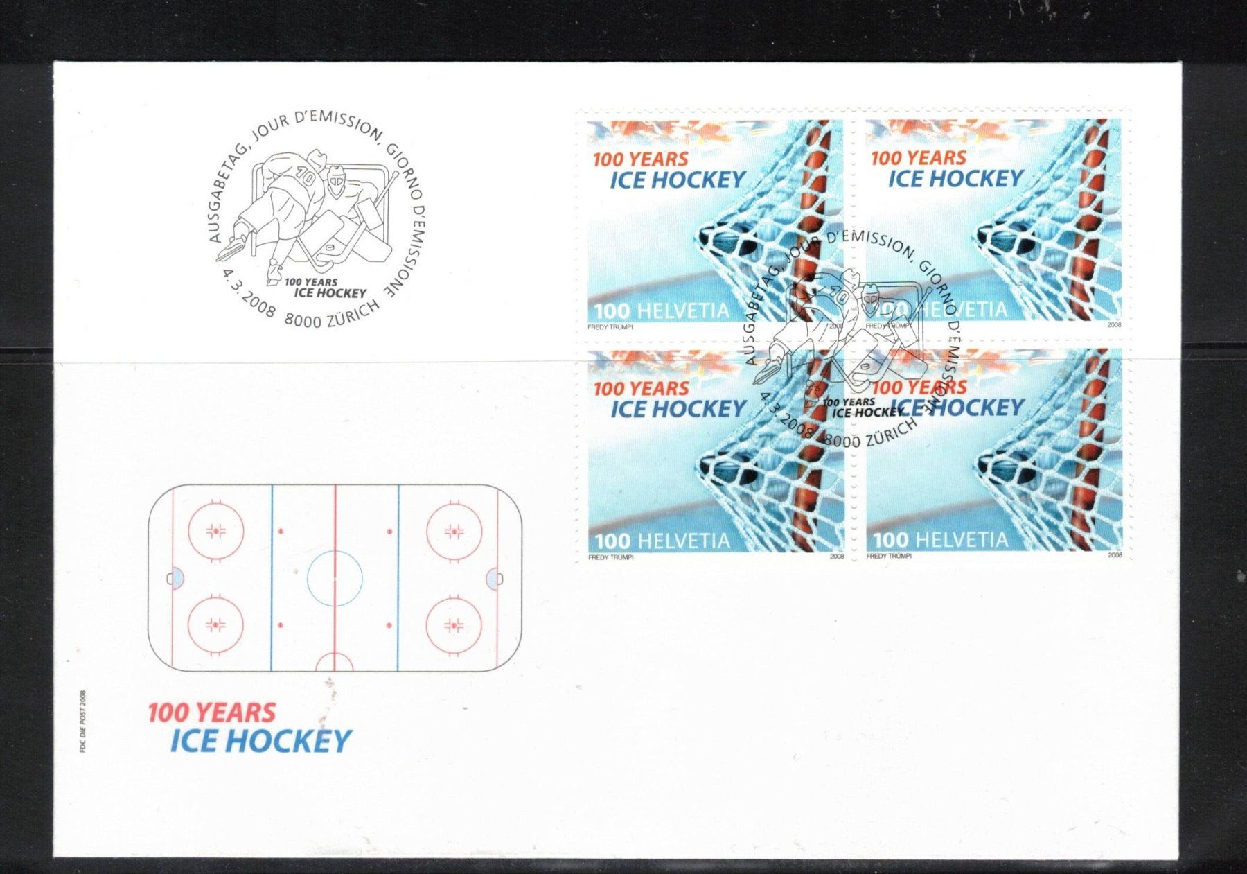 Tous les timbres: 2008  FDC 4er Eishockey  aus ABO – D'occasion à Rheinau par loxis