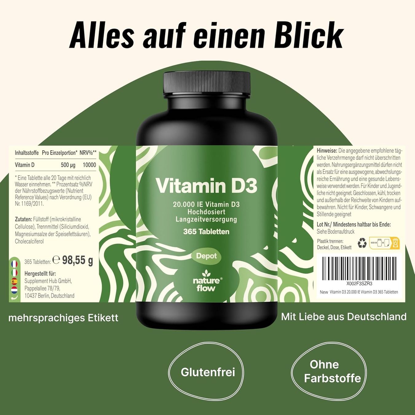 Cibi & Specialità: Vitamin D3 20000 IE 365 Tabletten – Nuovo e nell'imballaggio originale da Suhr venduto da SchnapperCH 4