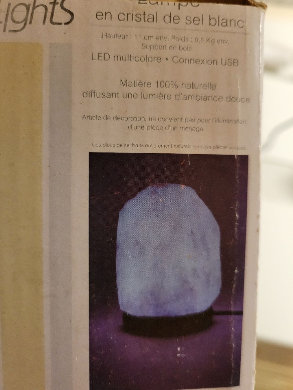 Lampade: Lampe en cristal de sel  LED multicolore – Nuovo e nell'imballaggio originale da Bernex venduto da Dariafr 5