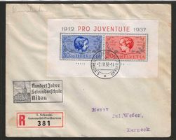 R-Brief mit Pro Juventute Block- mit Attest