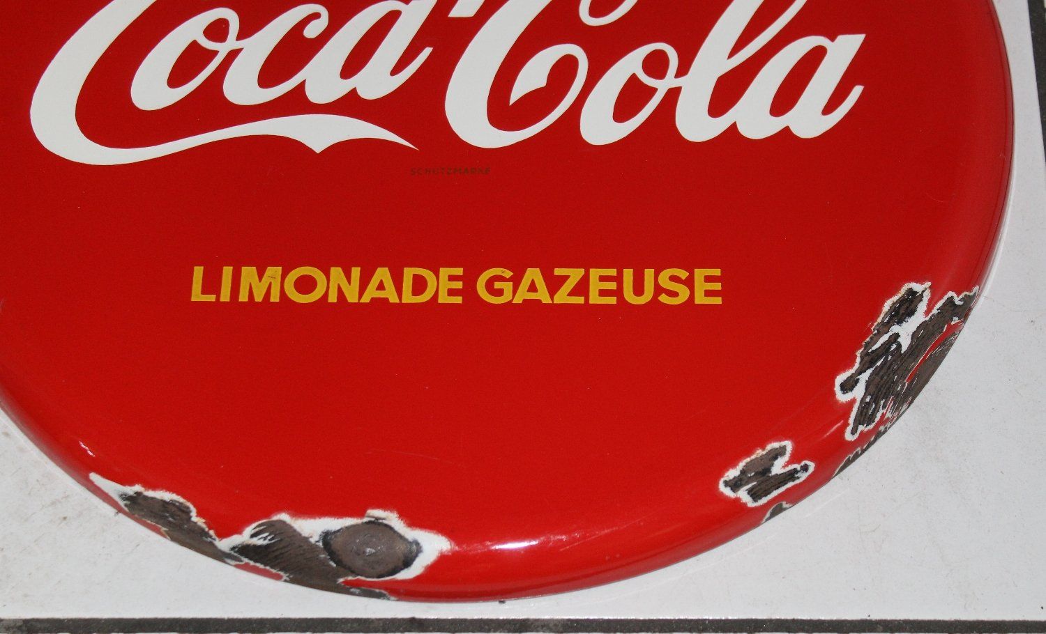 Coca-Cola Insegne: Coca Cola Trink Limonade Emailschild 50s – Usato da Lüchingen venduto da Aw67 2
