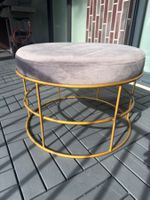 Polsterhocker grau/gold – Velours | Bern