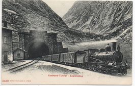 GOTTHARD-TUNNEL Bahn - Expresszug - Dampflokomotive