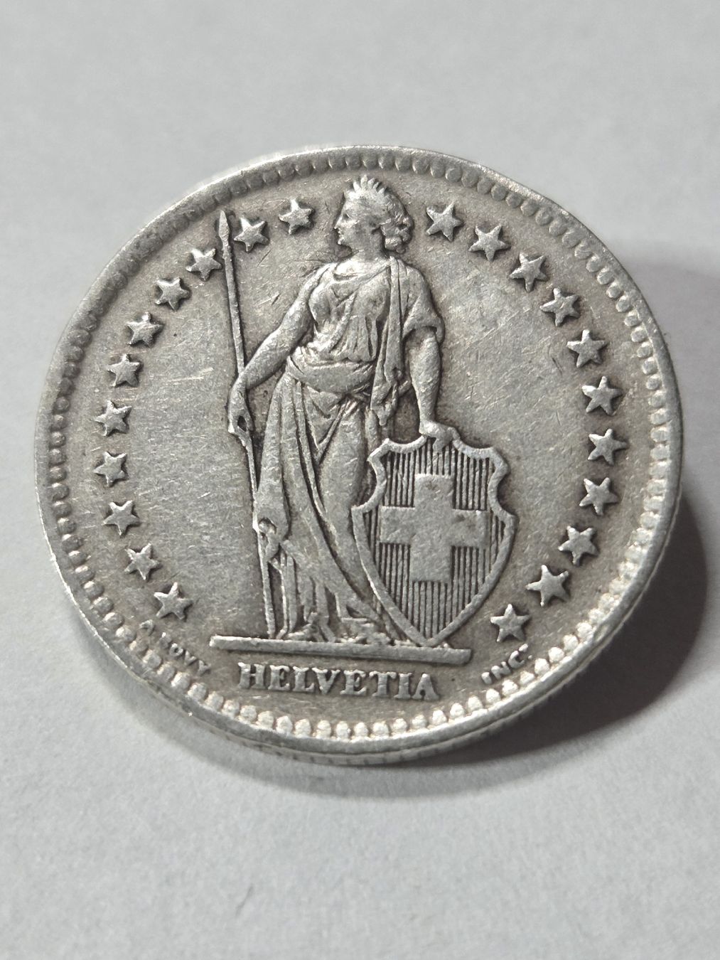 Alle Münzen: 2 francs suisse 1944 en argent – Gebraucht aus Neuchâtel von pasprie