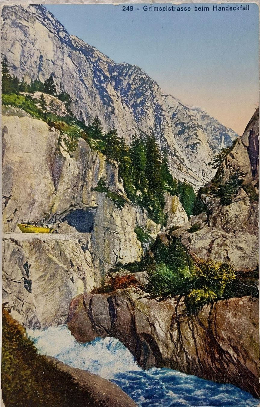 Ansichtskarten: GRIMSELSTRASSE   beim  Handeckfall (Postauto) – Gebraucht aus Delémont von Domdom1