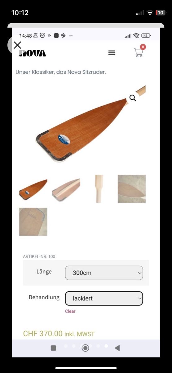 Gommoni, kayak & canoe: Originale Nova Sitzruder. Sie sind 3 Meter lang  – Usato da Elgg venduto da M-A-C 5